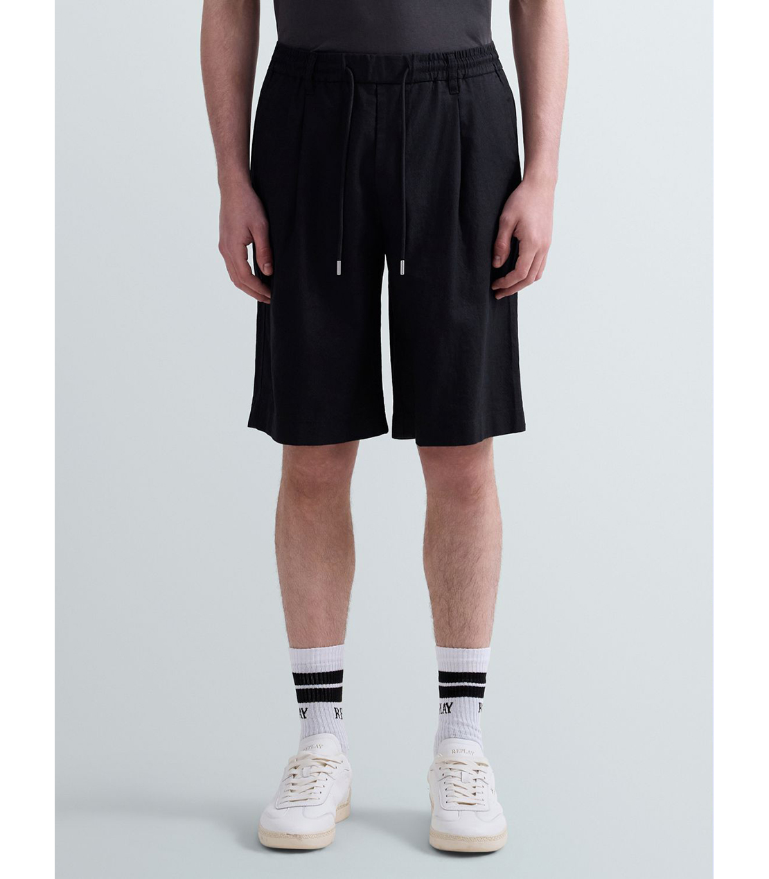 リネンコットンツイルショーツ 詳細画像 ブラック 1